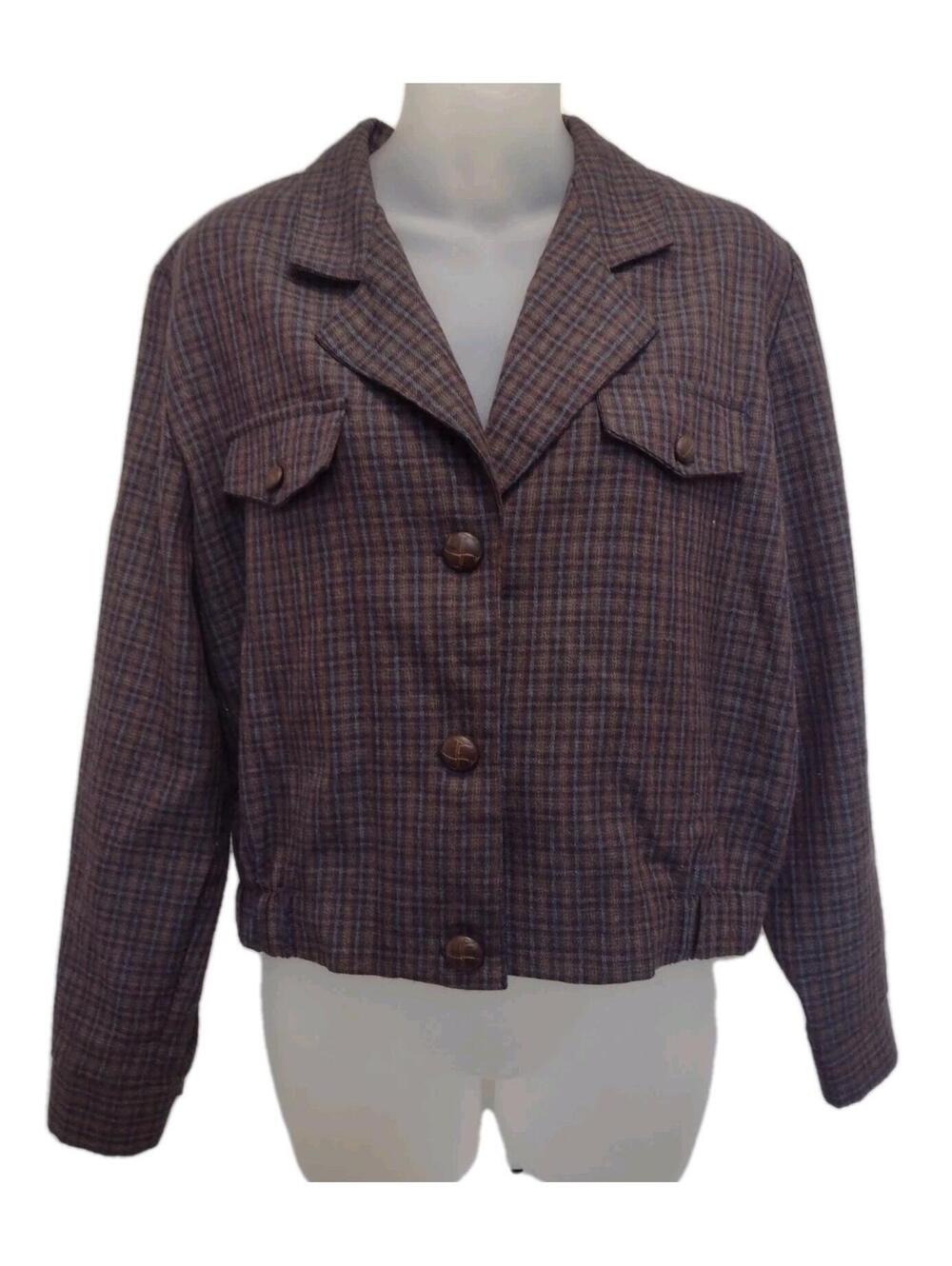 Vintage Torfay Plaid Cropped Jacket Sz 12 Rockabilly Style Made in USA